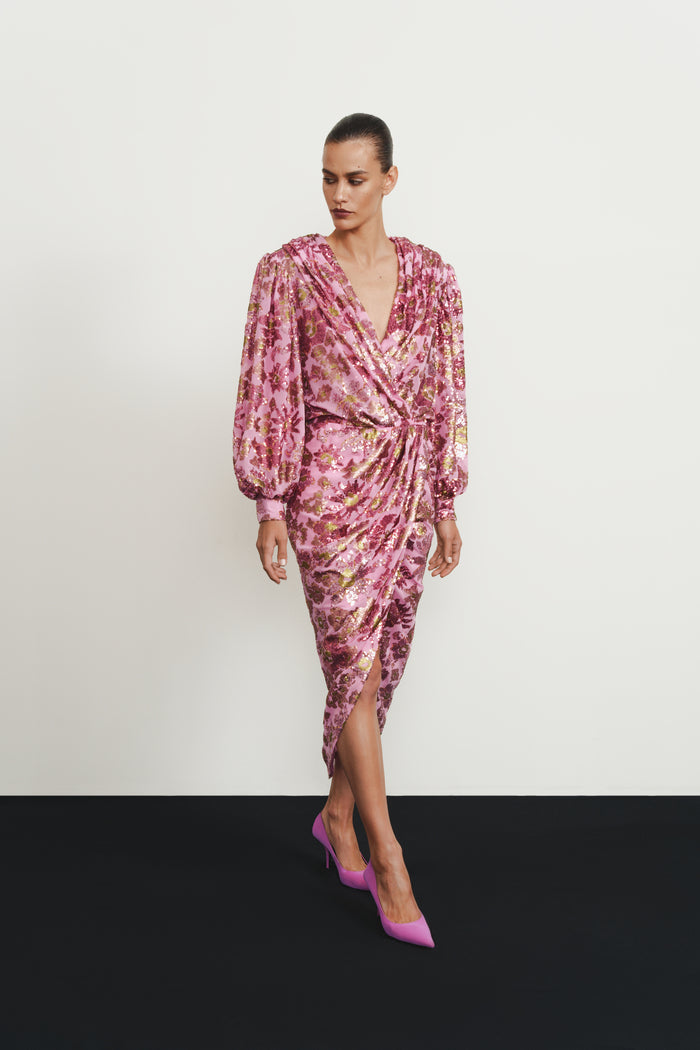 Sequin-embellished chiffon midi dress – Rasario