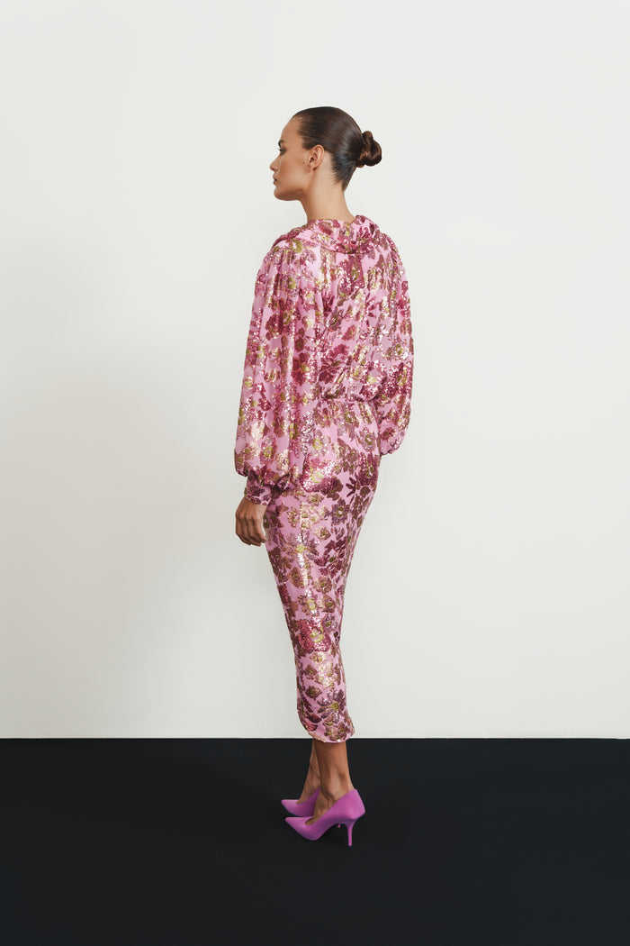 Sequin-embellished chiffon midi dress – Rasario