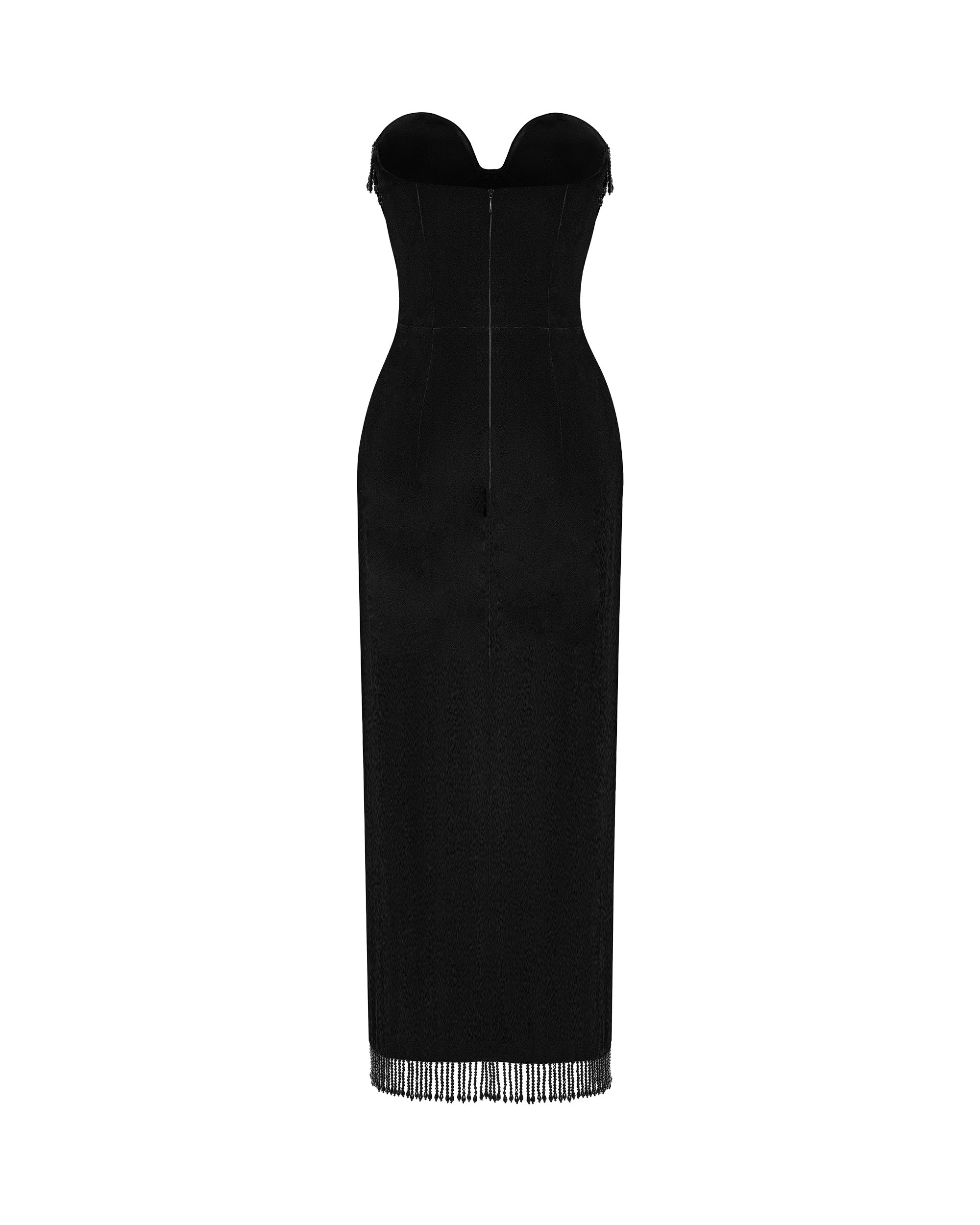 Velvet fringed maxi dress – Rasario