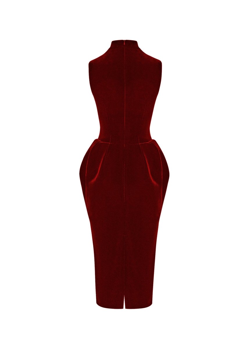 Velvet midi dress with voluminous skirt – Rasario