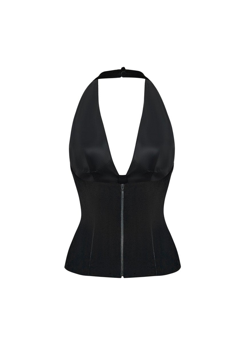 Velvet top with satin bows and cutouts – Rasario