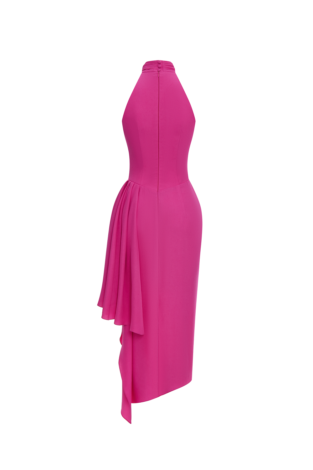 Viscose crepe midi dress with draping – Rasario