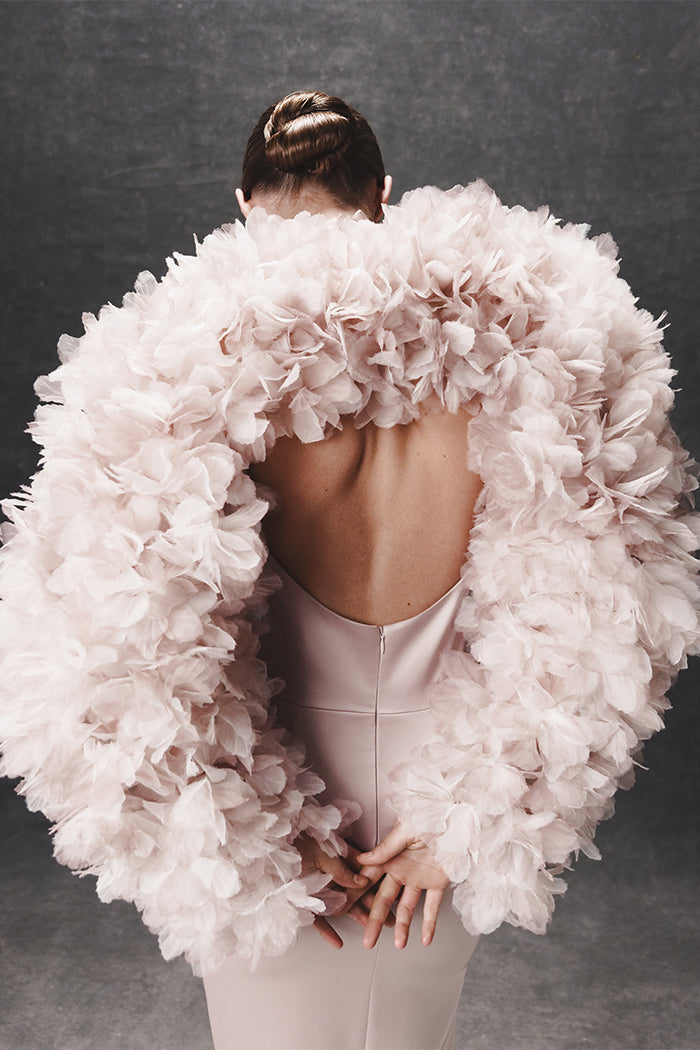 Voluminous bolero with a floral trim – Rasario