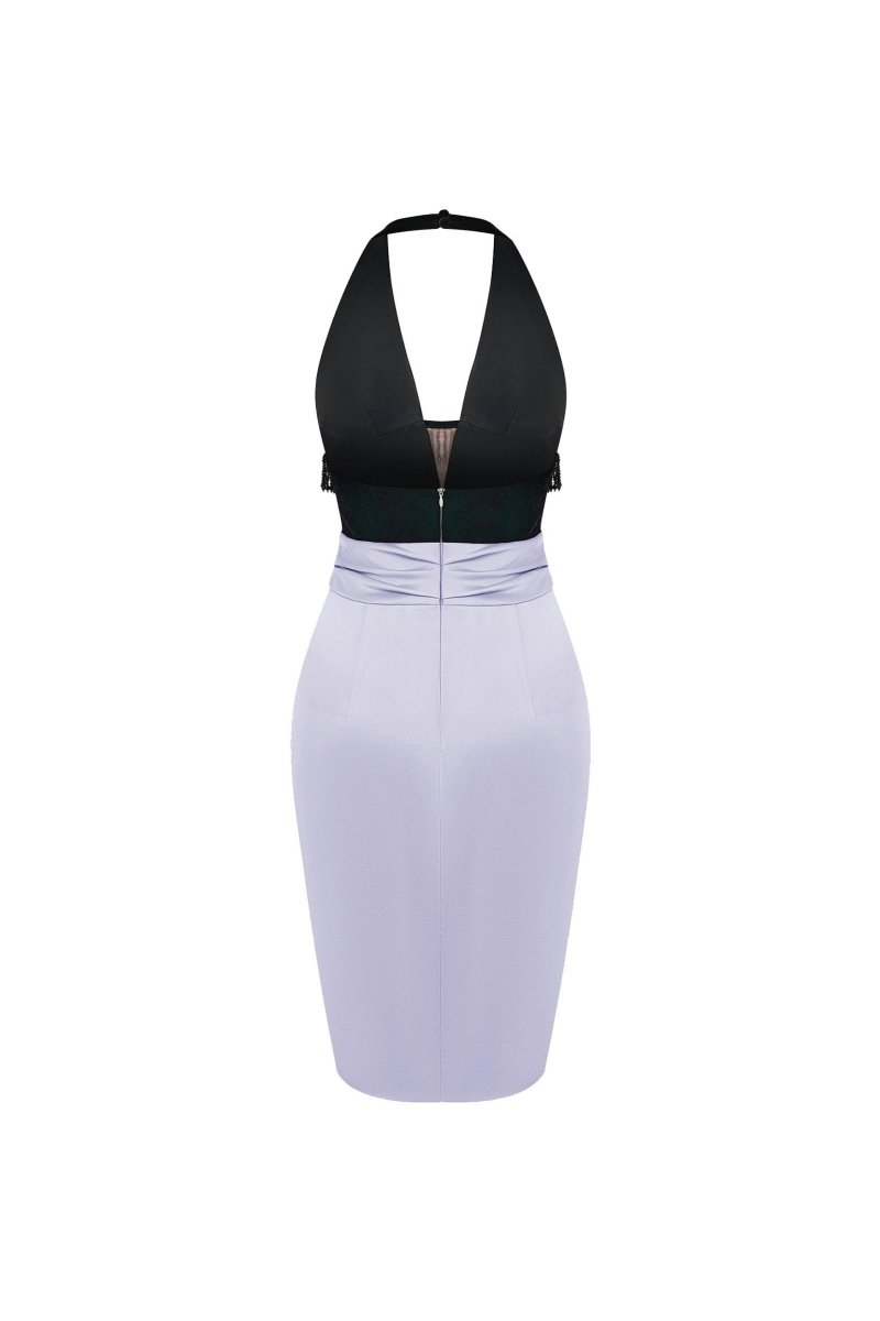 Satin and velvet fringed mini dress – Rasario