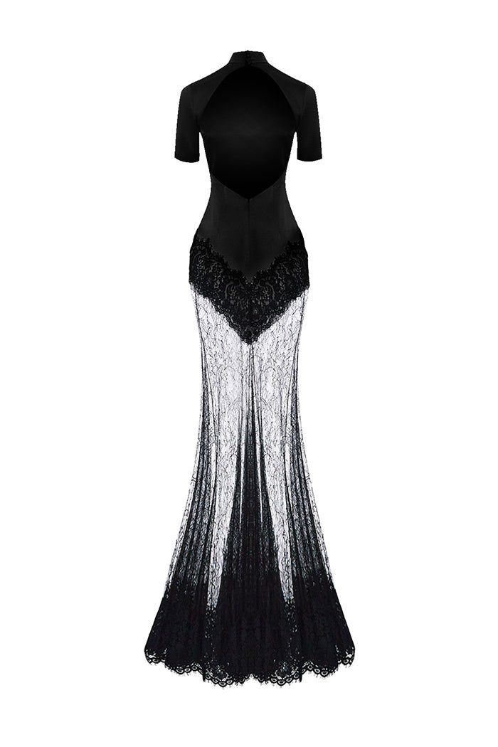 Satin and lace maxi dress – Rasario