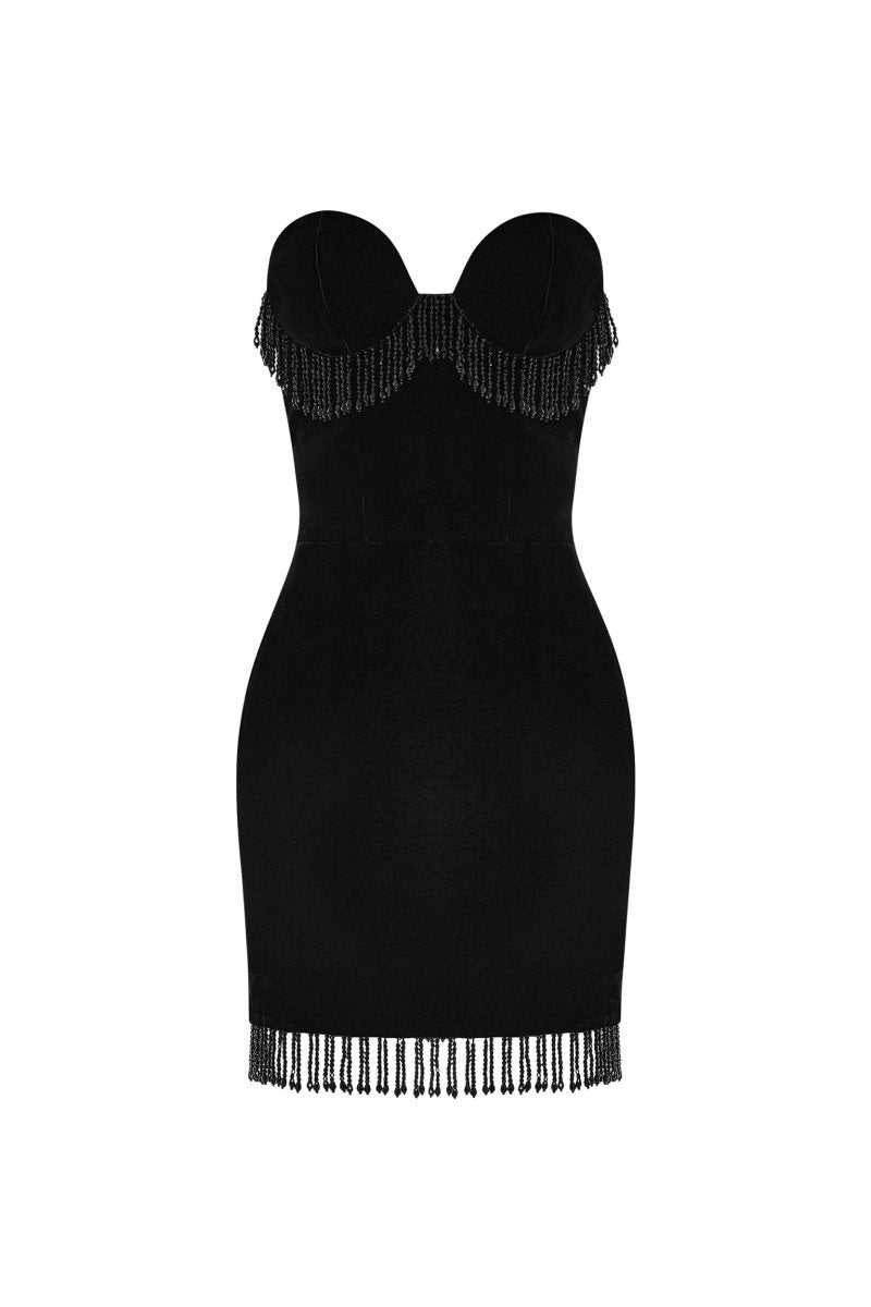 Velvet fringed mini dress 34 (FR) / Black Velvet fringed mini dress 34 (FR) / Black
