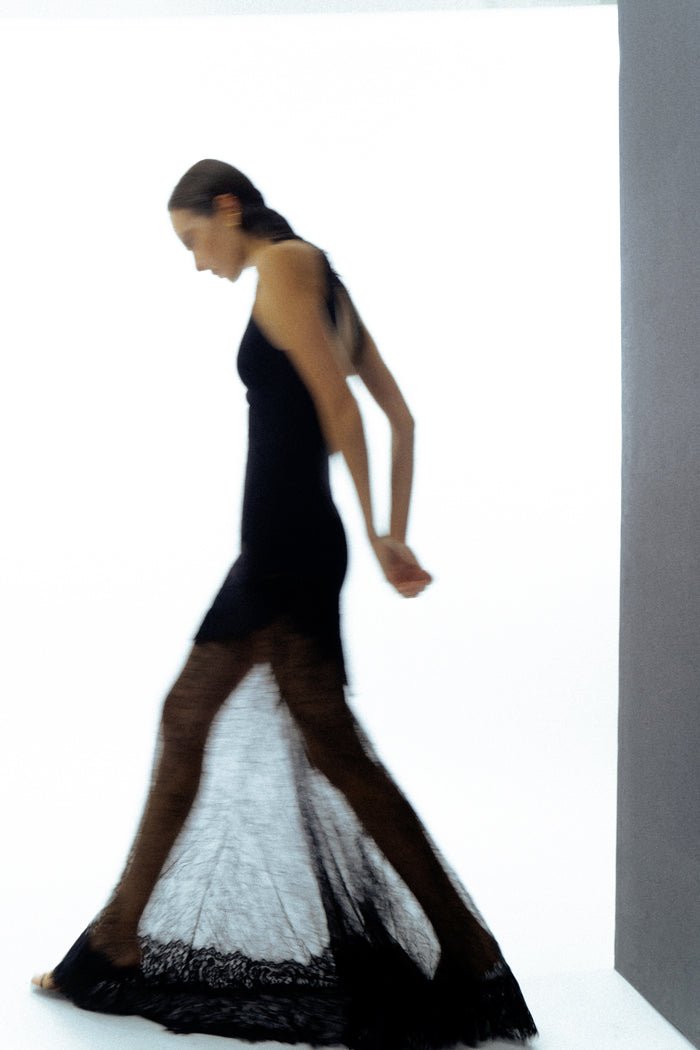 Crepe and lace maxi dress – Rasario