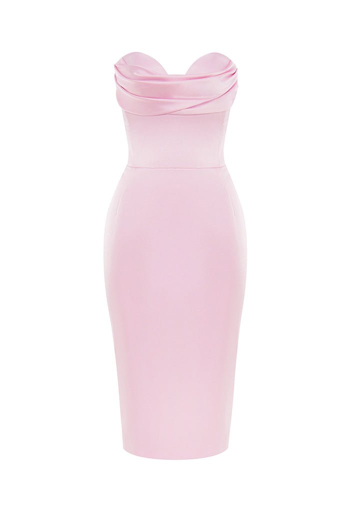 Draped satin corset midi dress light pink S089X290 RASARIO Draped satin corset midi dress light pink S089X290 RASARIO