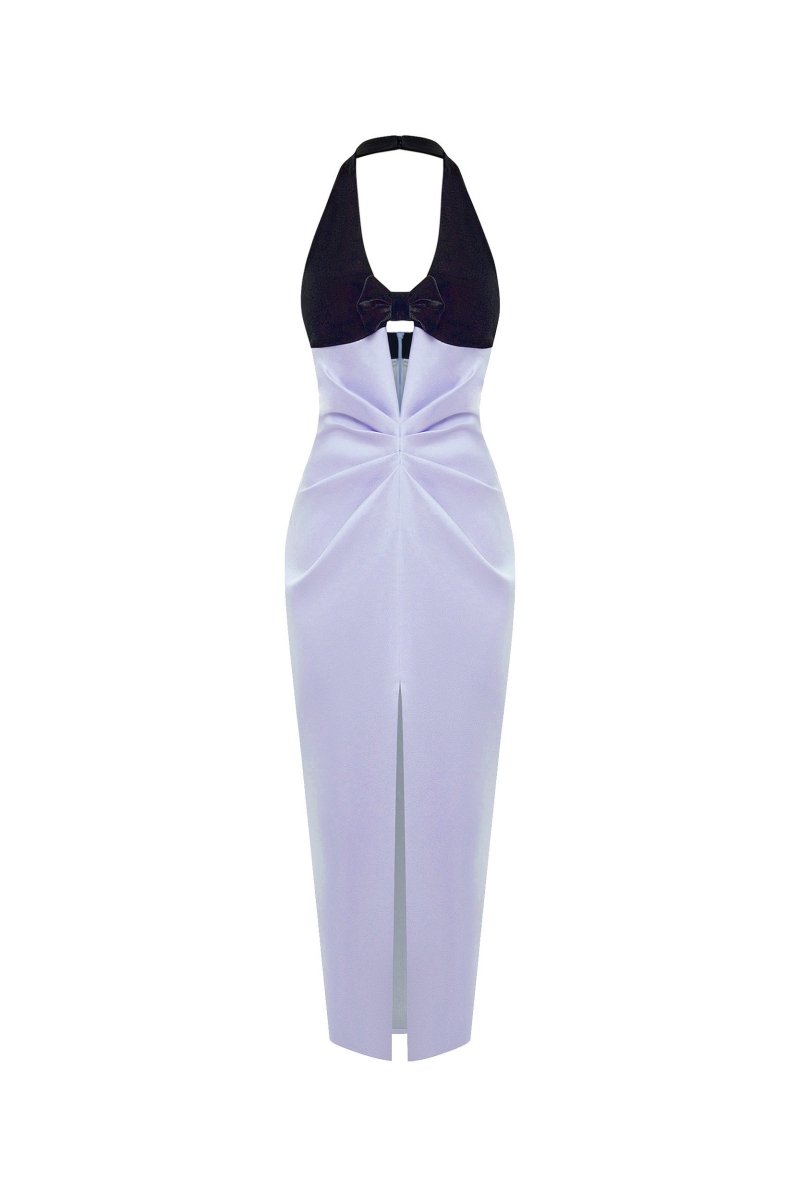 Satin and velvet midi dress