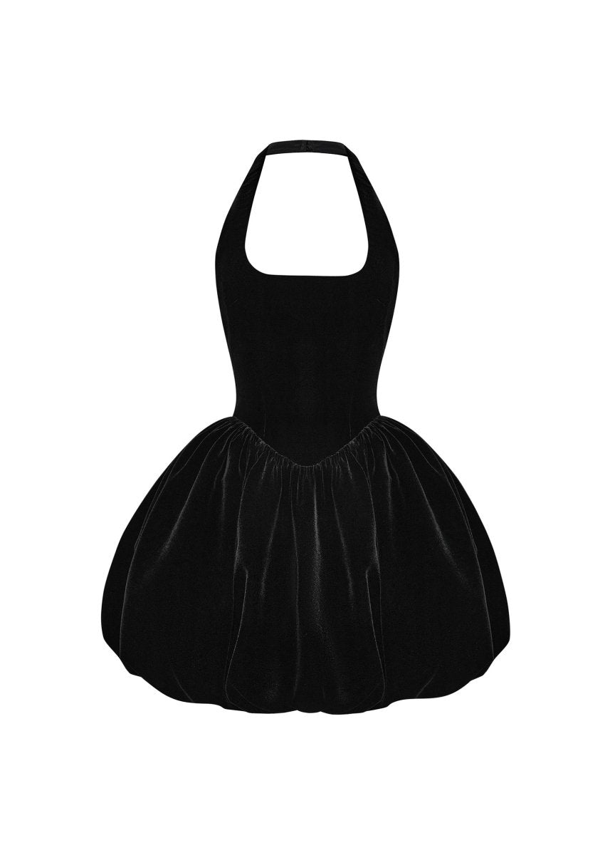 Velvet mini dress with voluminous skirt 36 (FR) / Black