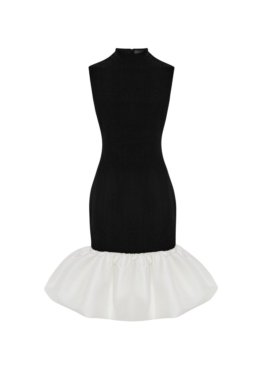 rasario mini dress Velvet and satin mini dress with voluminous skirt 36 (FR) / Black/White