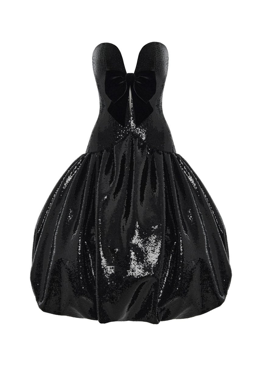 black brown dresser ikea Sequinned corset midi dress with voluminous skirt 36 (FR) / Black