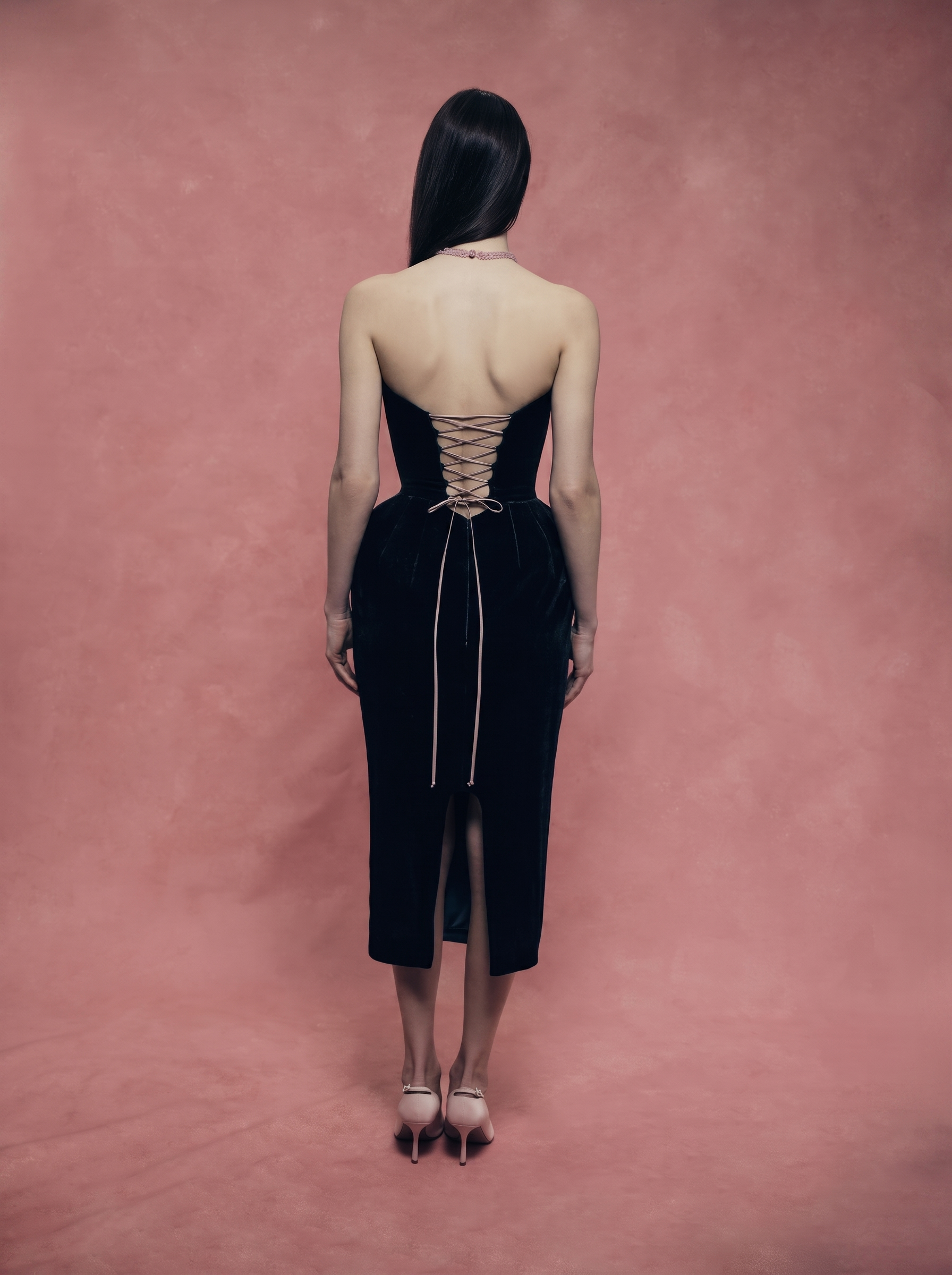 Velvet off-shoulder corset dress