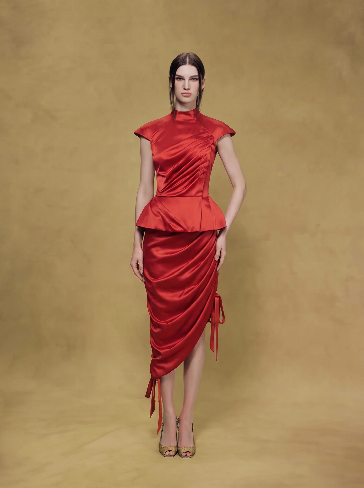 Crepe Satin Draped Top