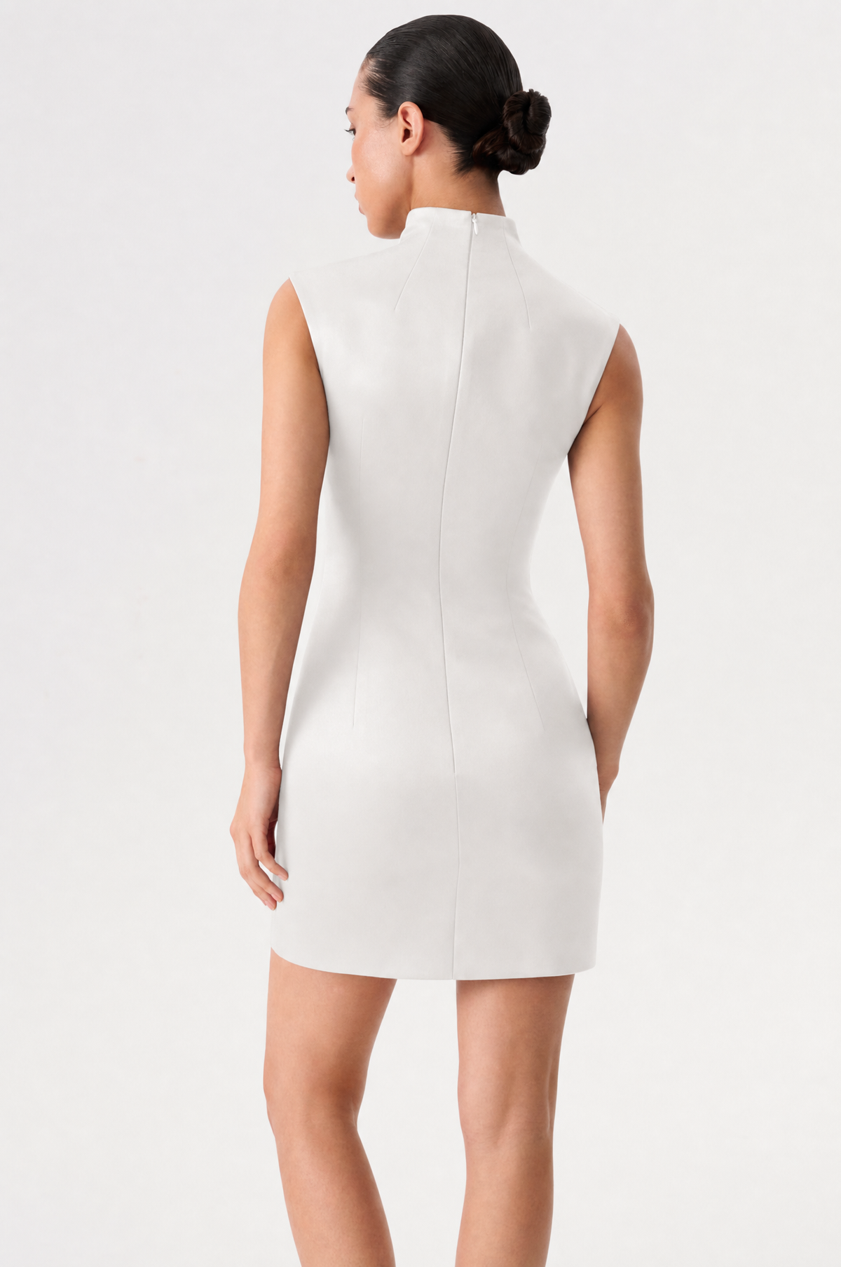 Draped satin mini dress with cutouts