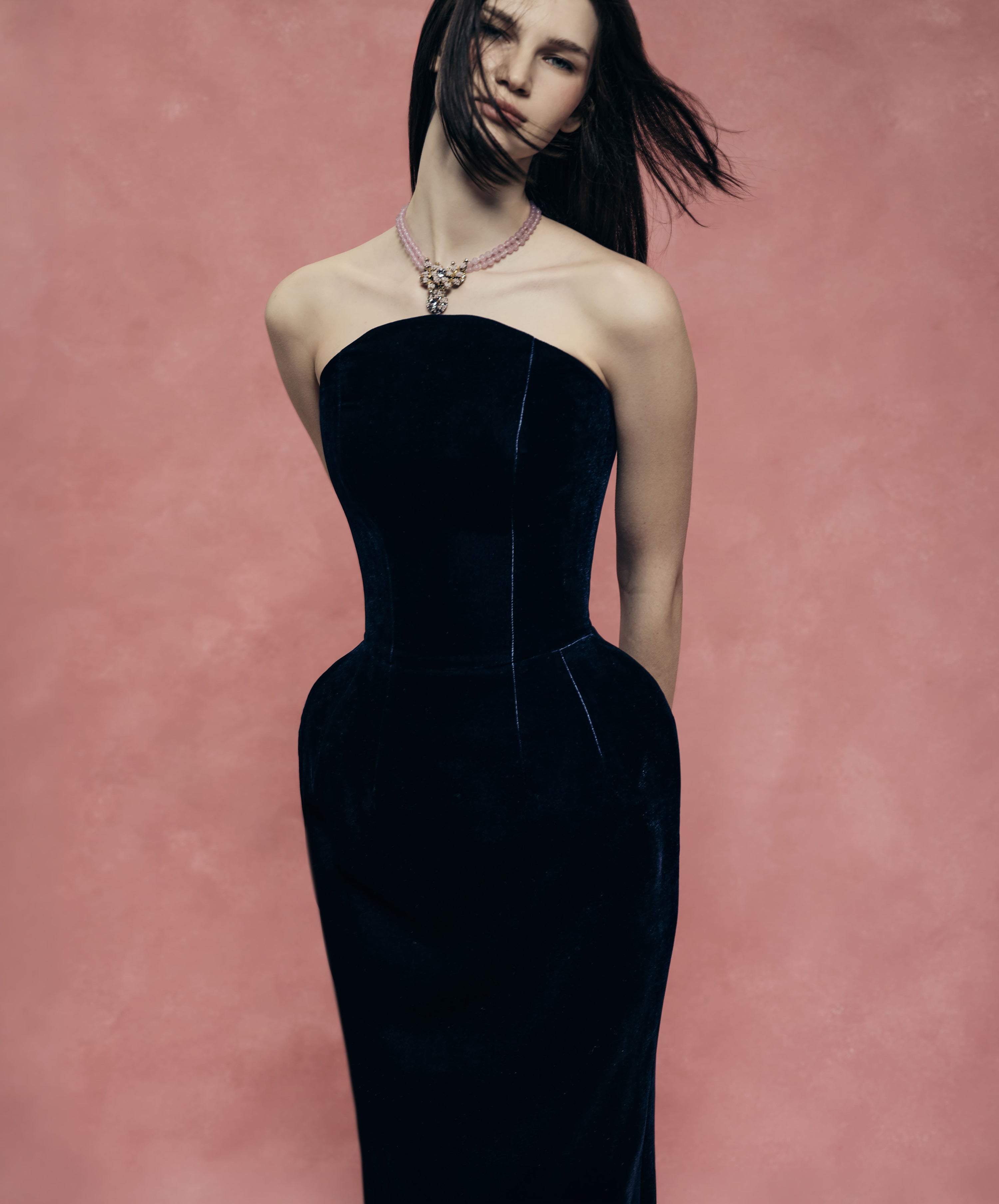 Velvet off-shoulder corset dress