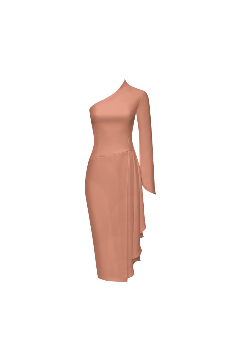 Asymmetric draped crepe midi dress – Rasario