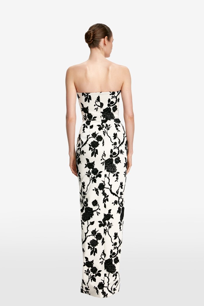 Bow-embellished floral jacquard maxi dress with cutouts – Rasario