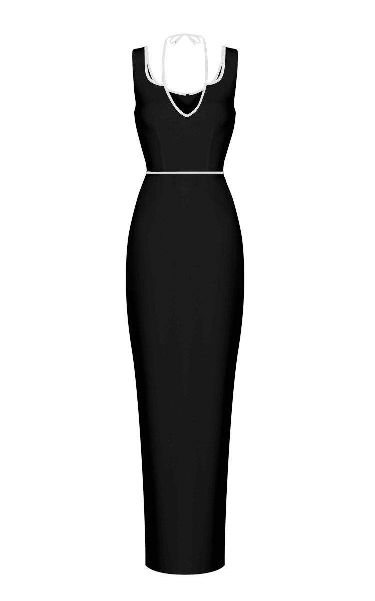 Crepe maxi dress with crepe edging – Rasario