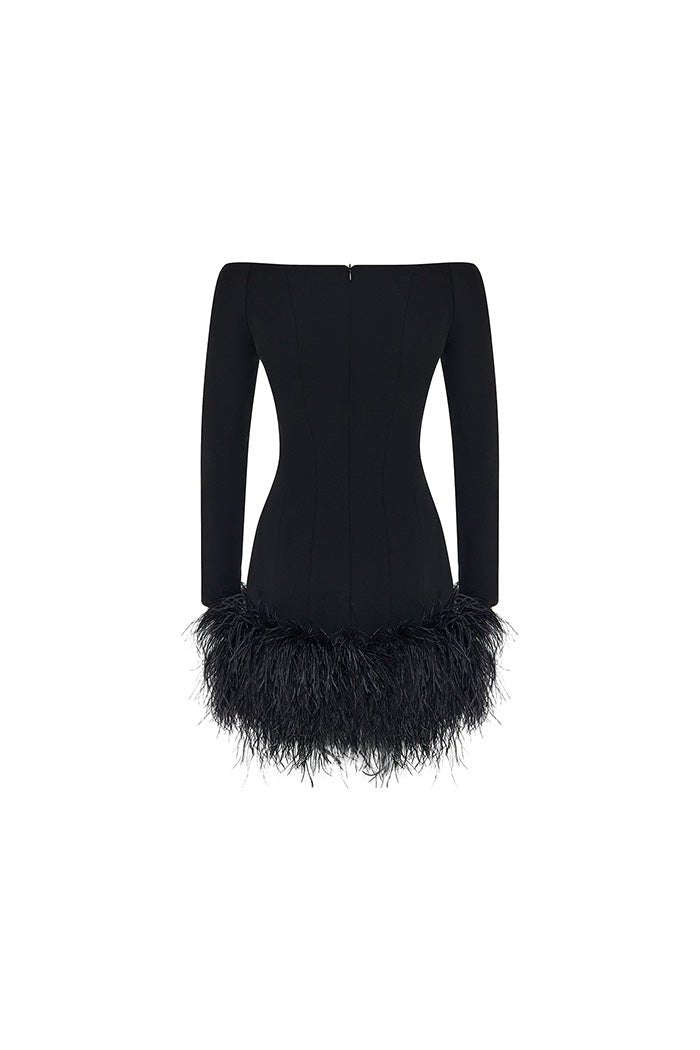 Crepe mini dress with fringe – Rasario