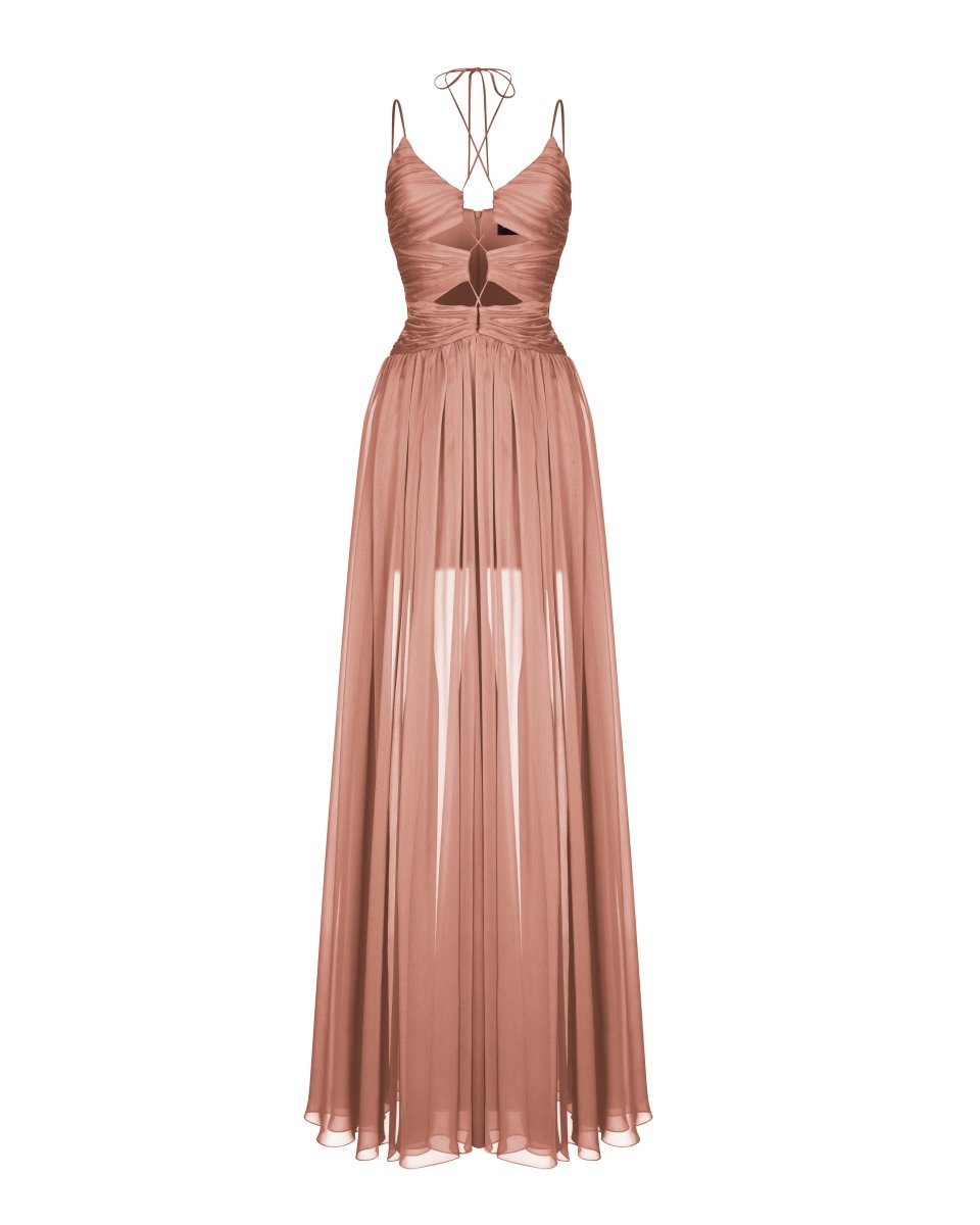 Draped chiffon maxi dress – Rasario