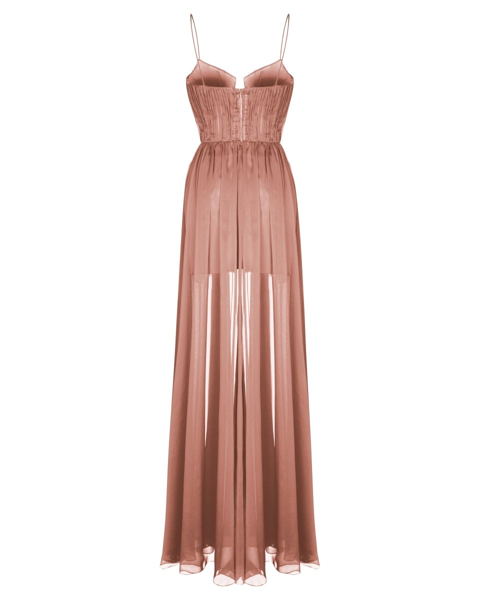 Draped cutout chiffon maxi dress – Rasario