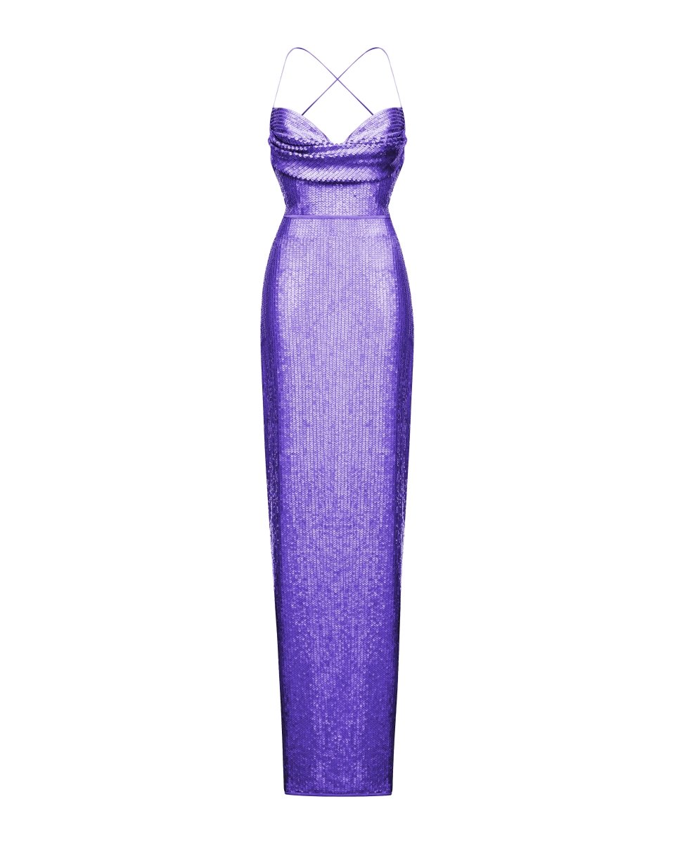 Draped open-back sequined maxi dress – Rasario