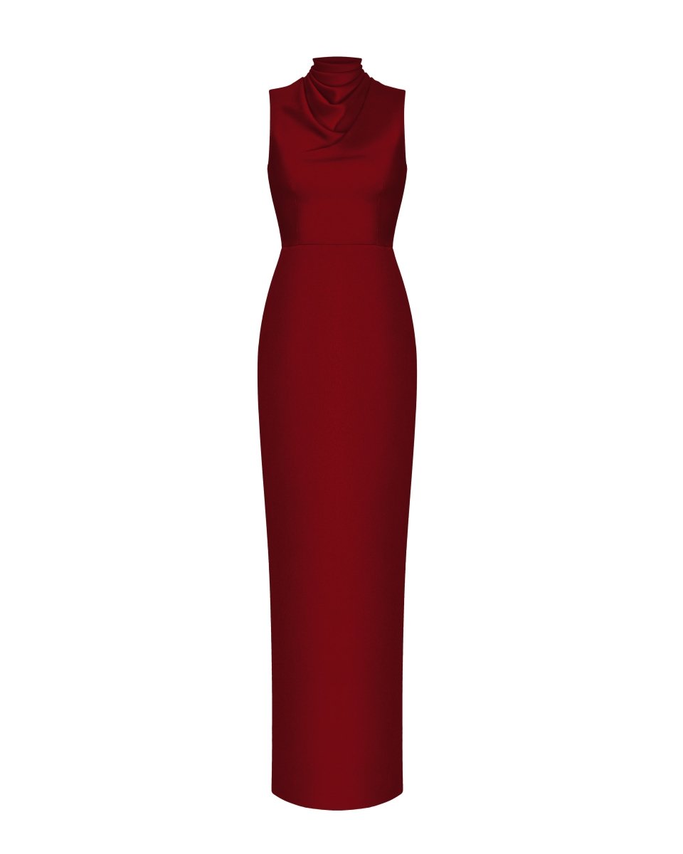 Draped satin and lace maxi-dress – Rasario