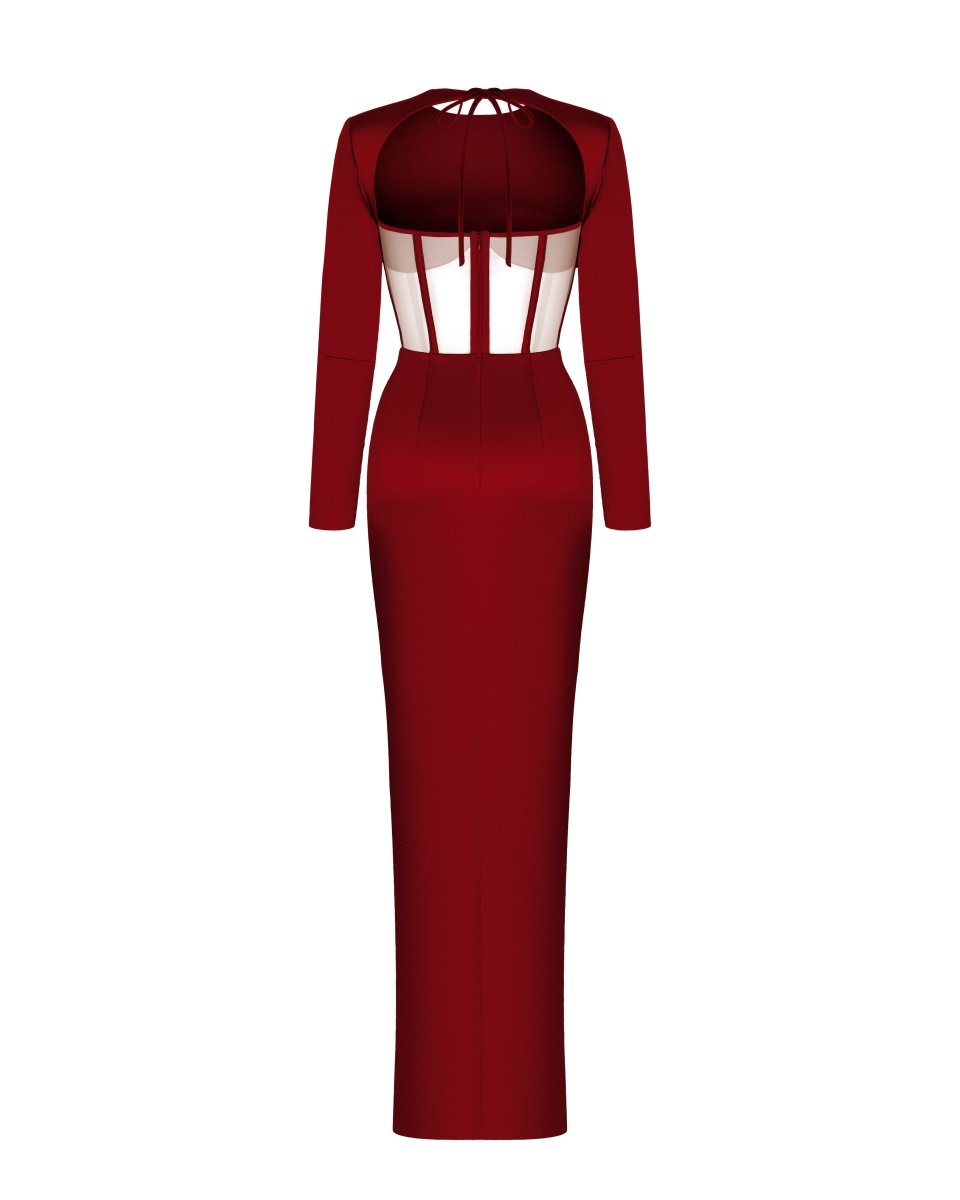 Draped satin corset dress with long sleeves – Rasario