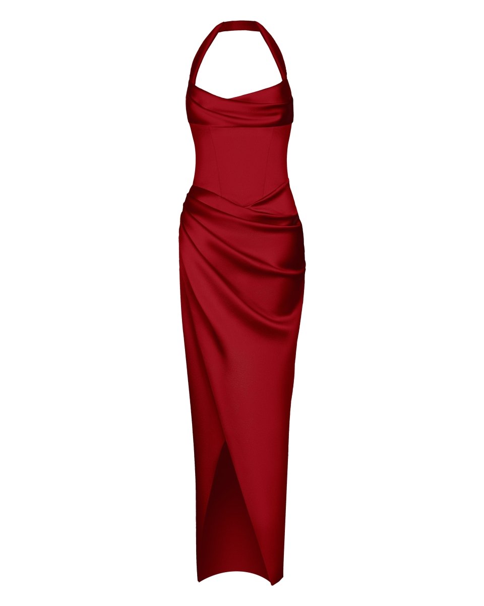 Draped satin gown with straps – Rasario