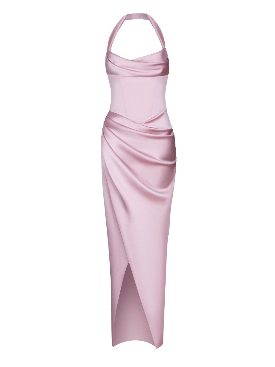 Draped satin gown with straps – Rasario