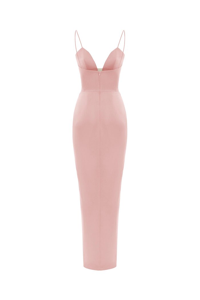Draped satin maxi dress with cutout – Rasario