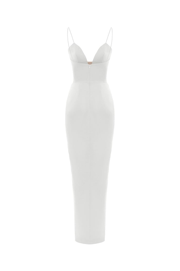 Draped satin maxi dress with cutout – Rasario