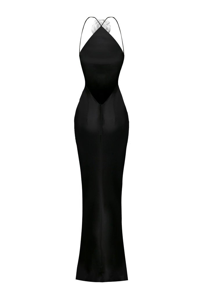 Flower embellished chiffon maxi dress – Rasario