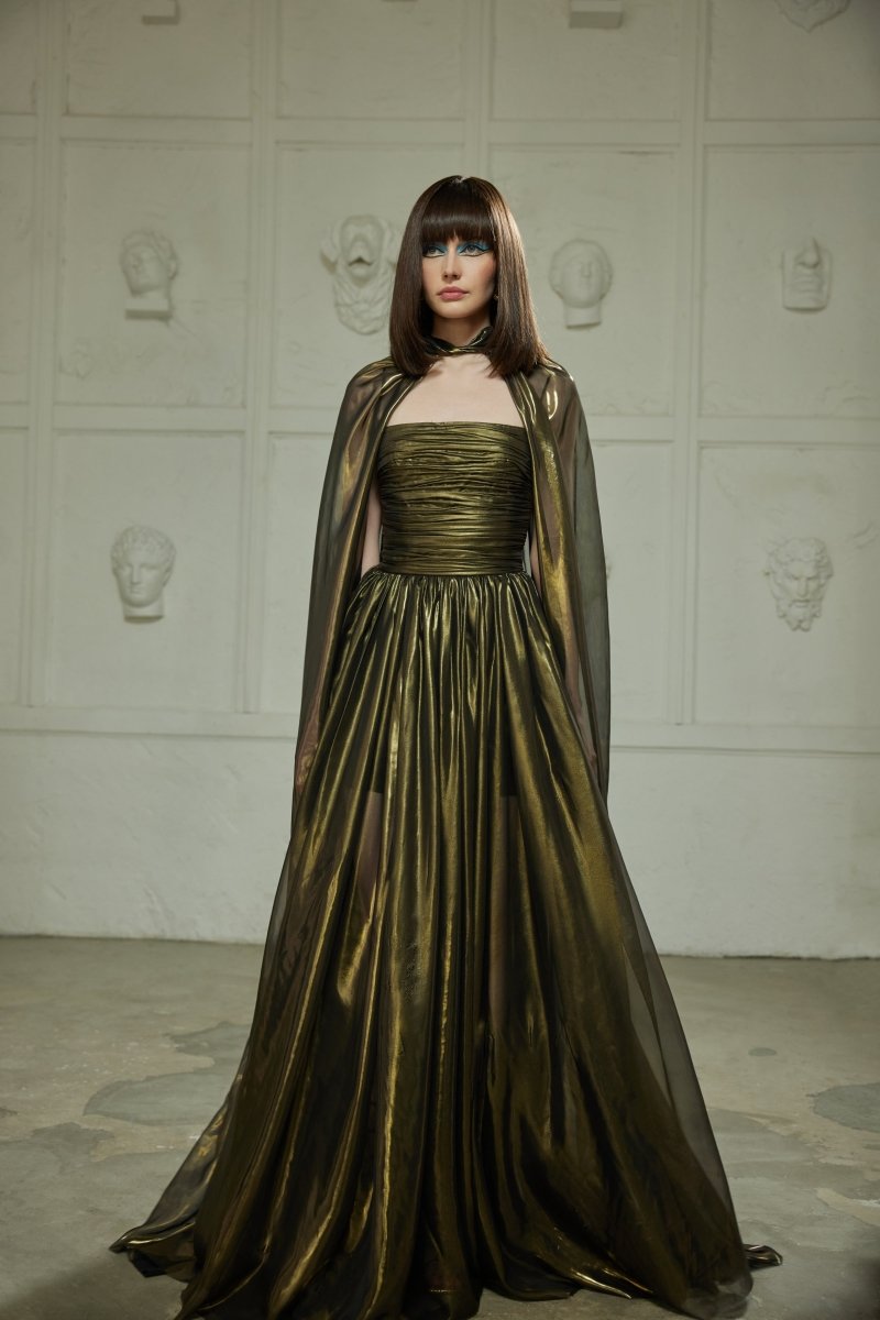 Gathered corset chiffon maxi dress – Rasario