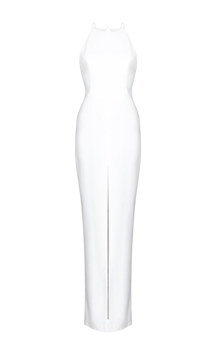 Halterneck crepe maxi dress – Rasario