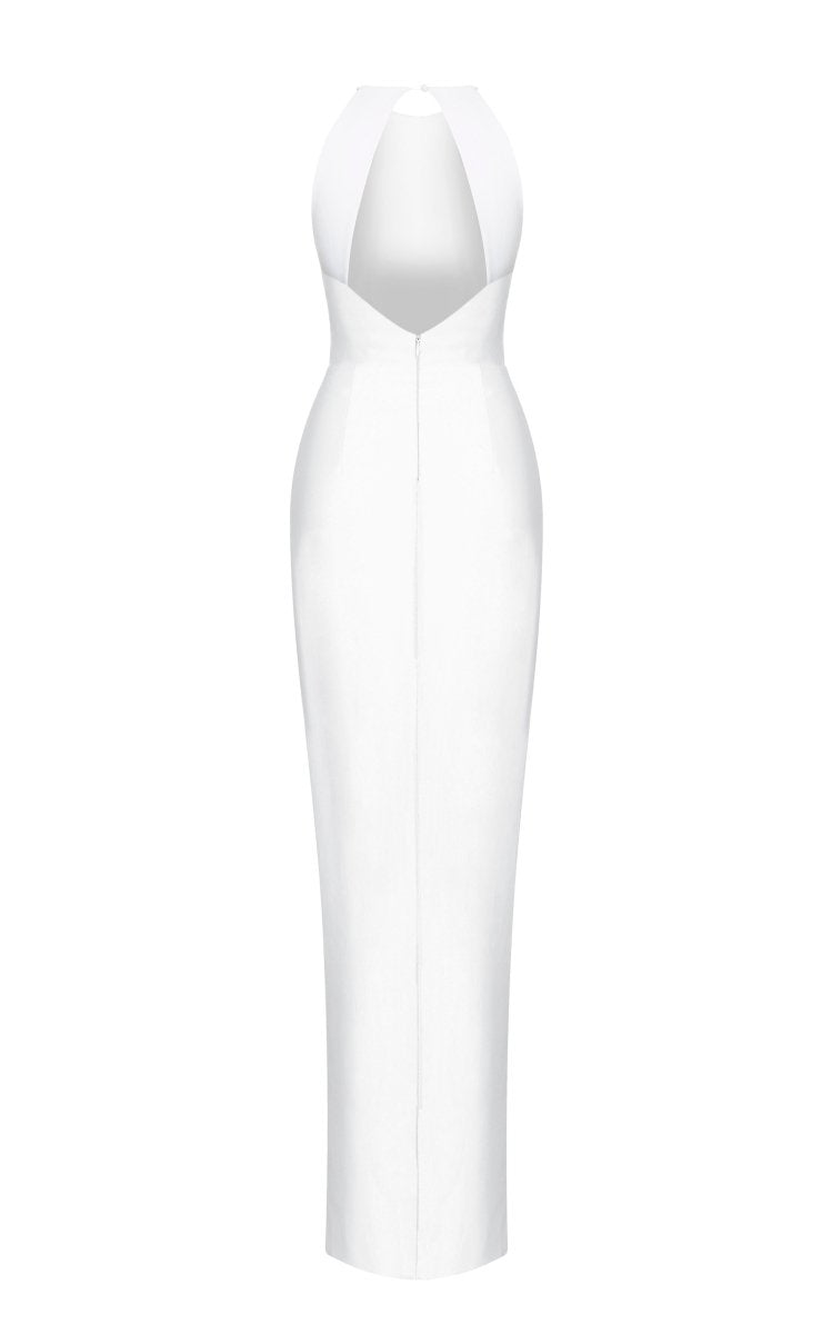 Halterneck crepe maxi dress – Rasario