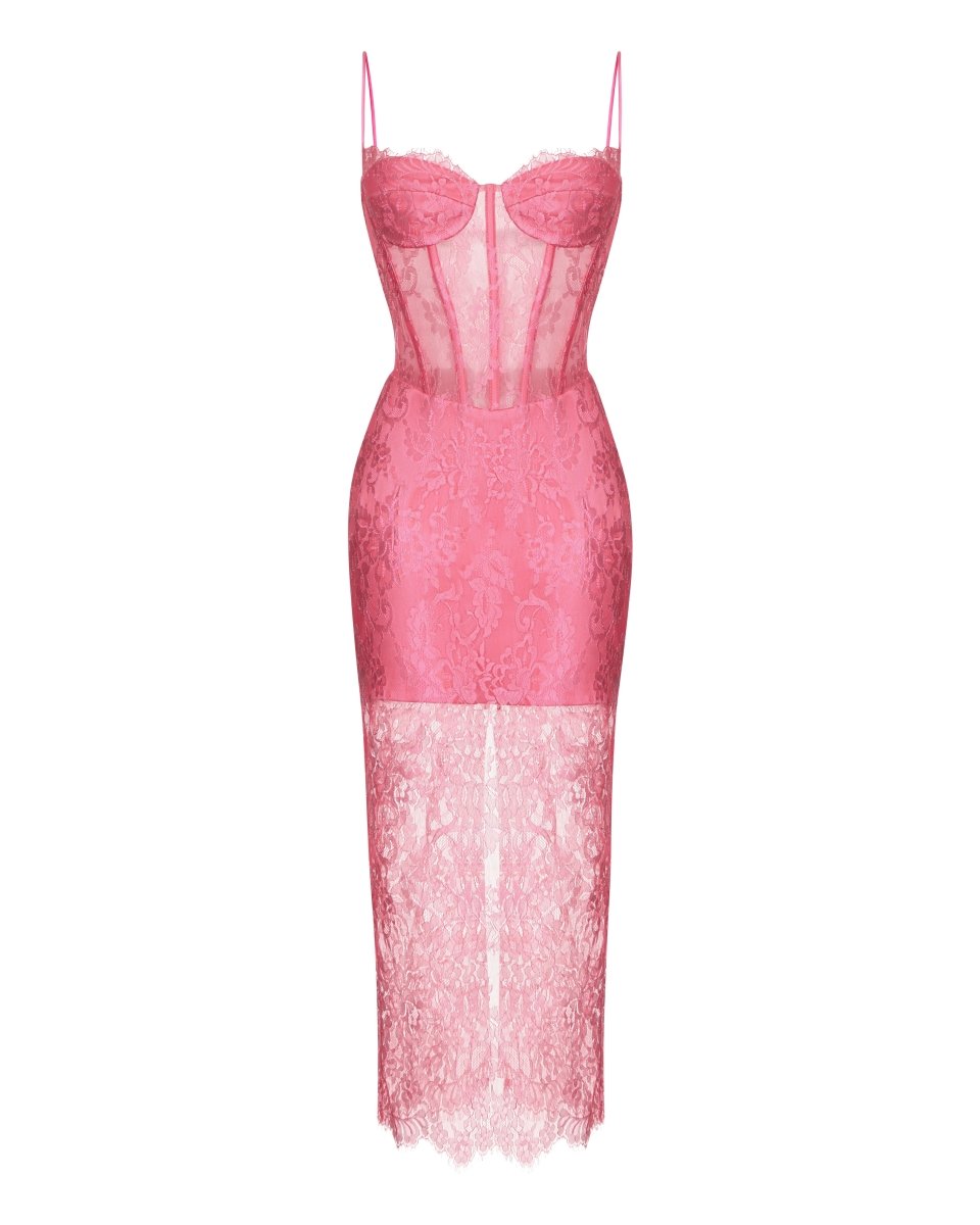 rasario lace dress Lace and satin corset maxi dress  Color: White  RASARIO Online Boutique 38 (FR) / White