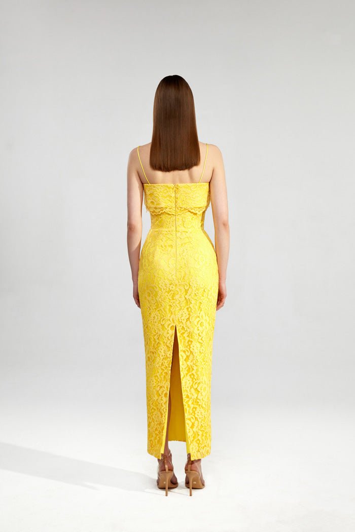 Off-the-shoulder lace long midi dress – Rasario