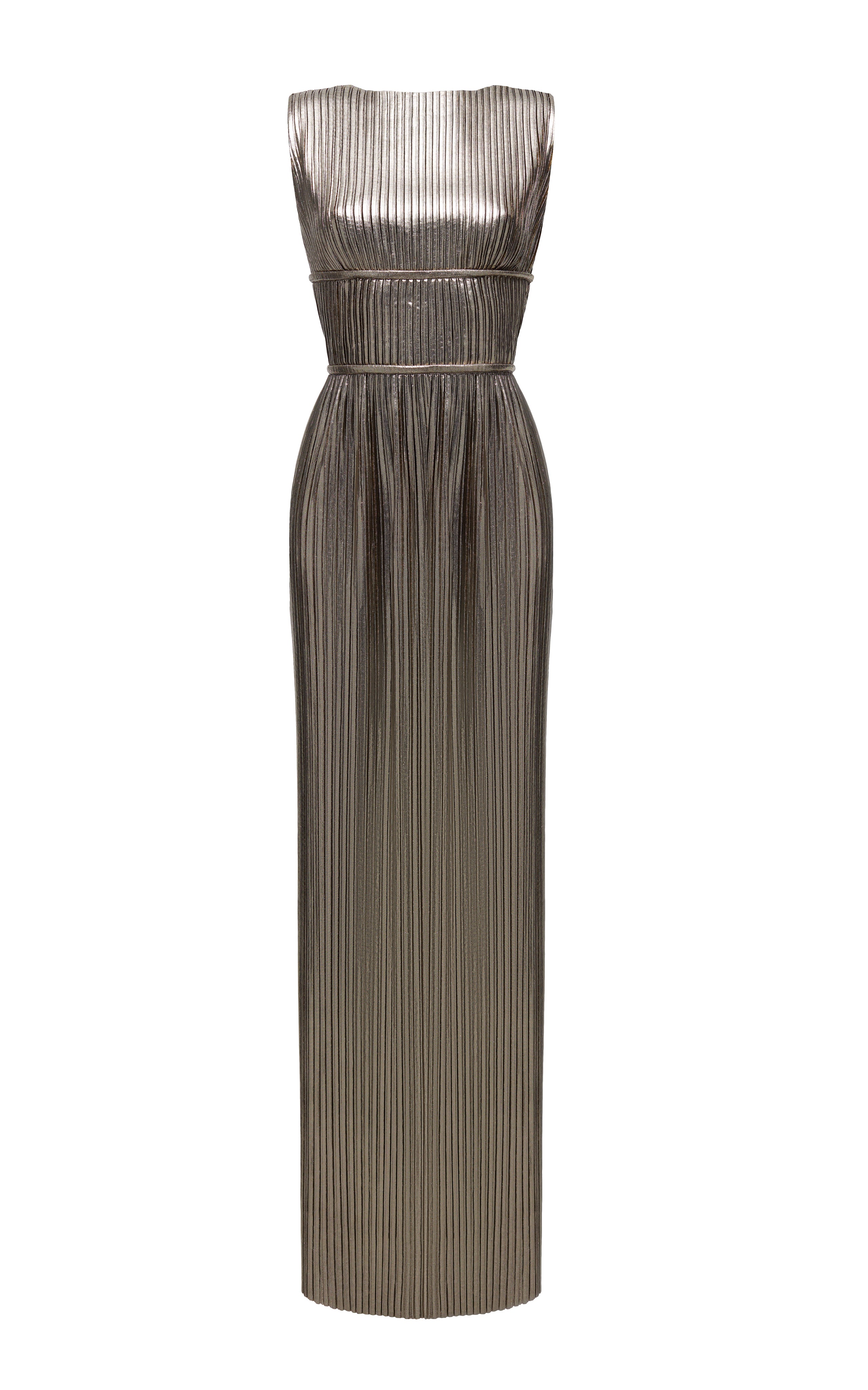Pleated maxi dress trimmed with edging – Rasario