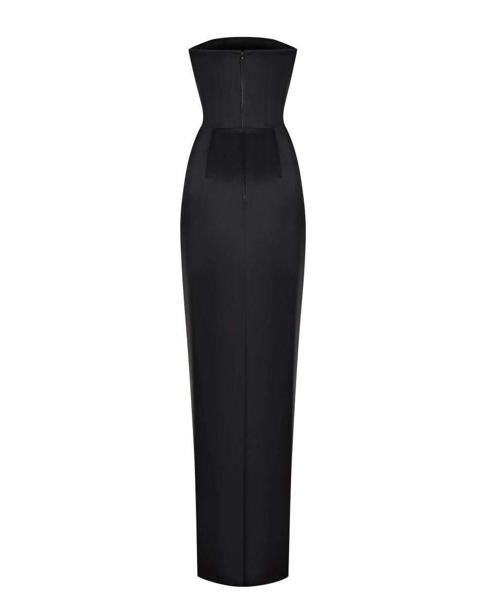 Satin corset maxi dress with lacing – Rasario