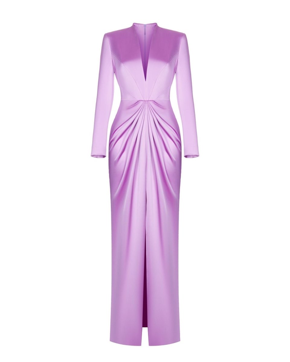 Satin gown with draped skirt – Rasario