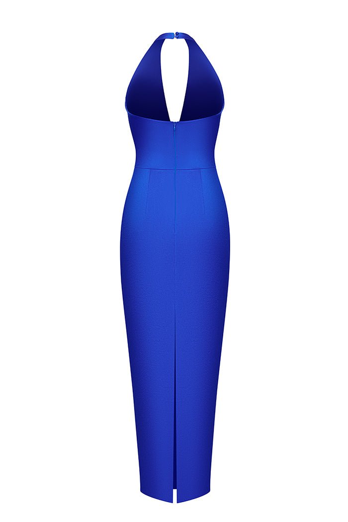 Satin long midi dress with a cutout – Rasario