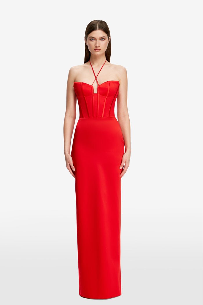Satin maxi bustier dress – Rasario