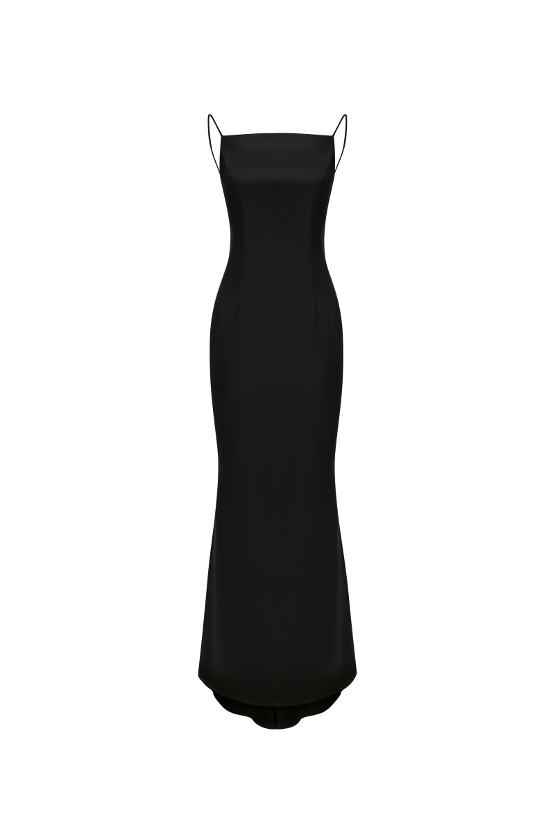 Satin maxi dress with an open back – Rasario