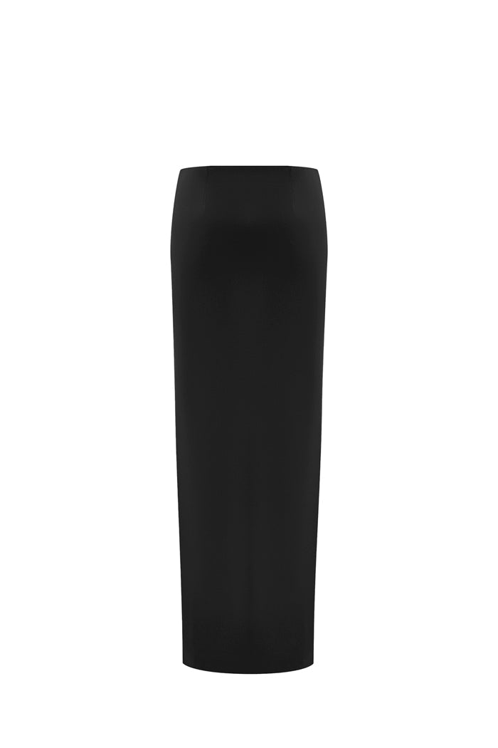 Satin maxi skirt with a side slit – Rasario