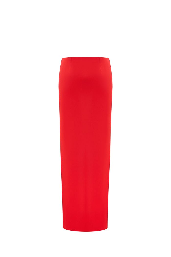 Satin maxi skirt with a side slit – Rasario