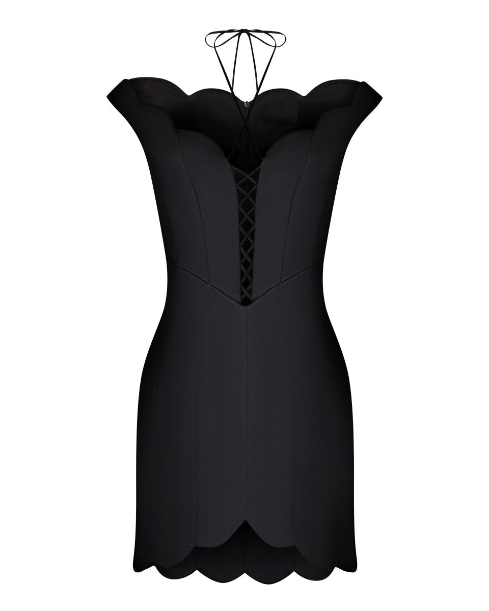 Satin mini dress with lacing – Rasario