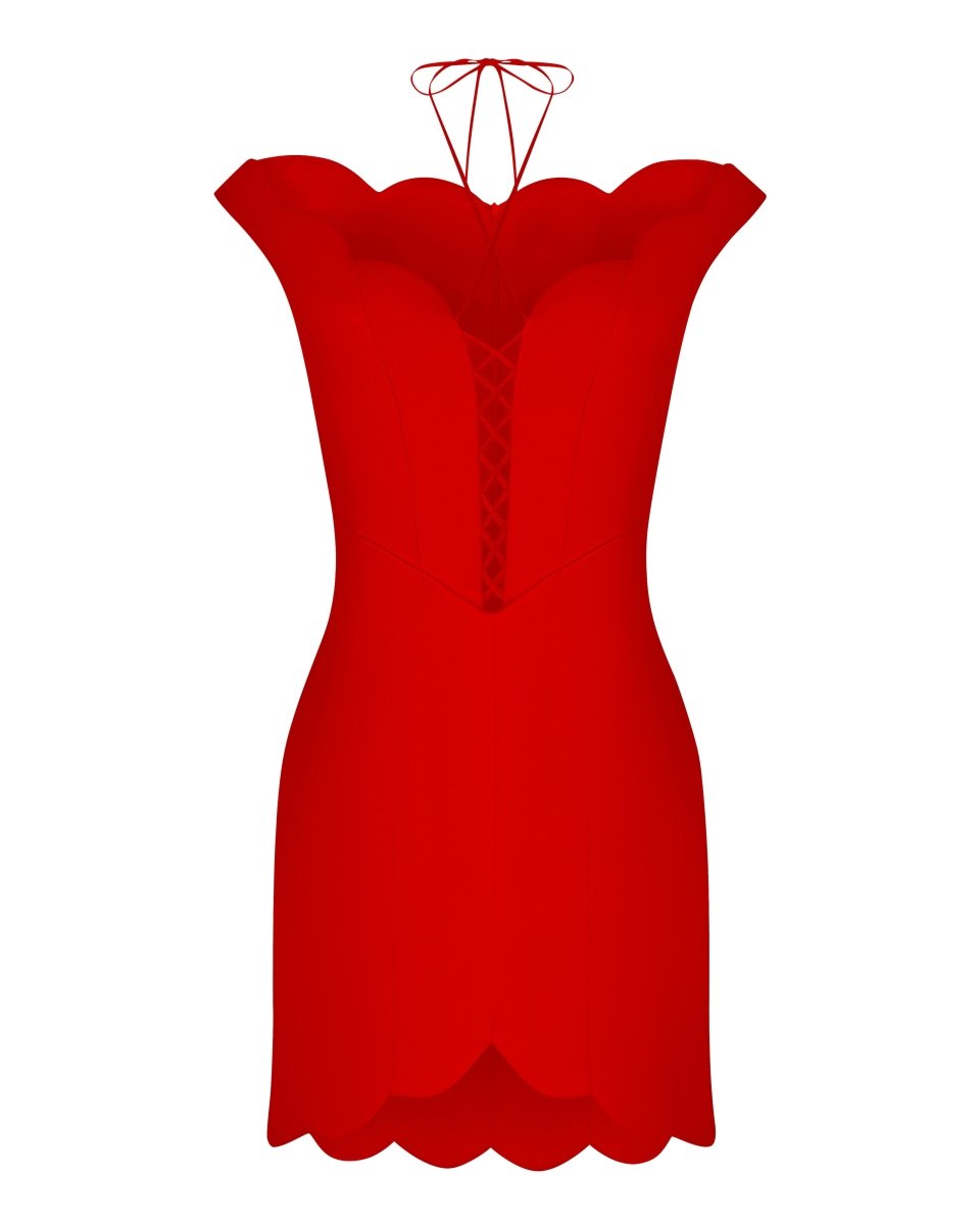 Satin mini dress with lacing – Rasario