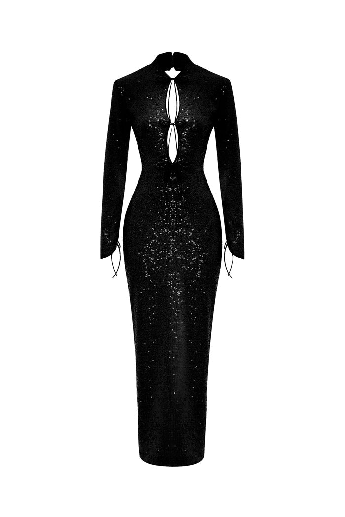 sequinned midi dress long with cutouts and opened back – Color: Black – RASARIO Online Boutique 42 (FR) / Black Bombshell Mini Dress | Size:Size 1 (fits 0-4) mary jane and a stylish front